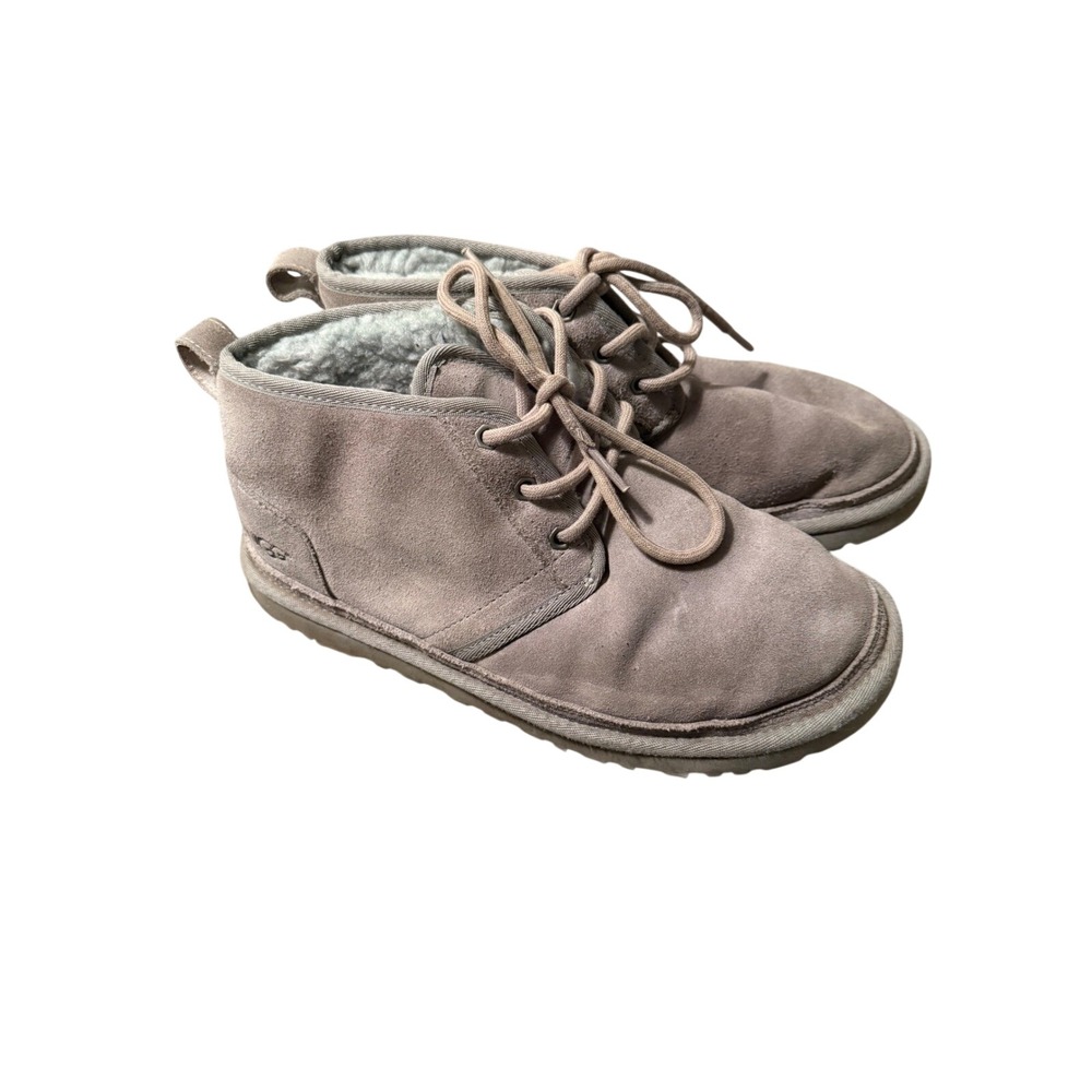 UGG Australia Women Gray Suede Sheepskin Lined Chukka Boots Shoes Size‎ 8